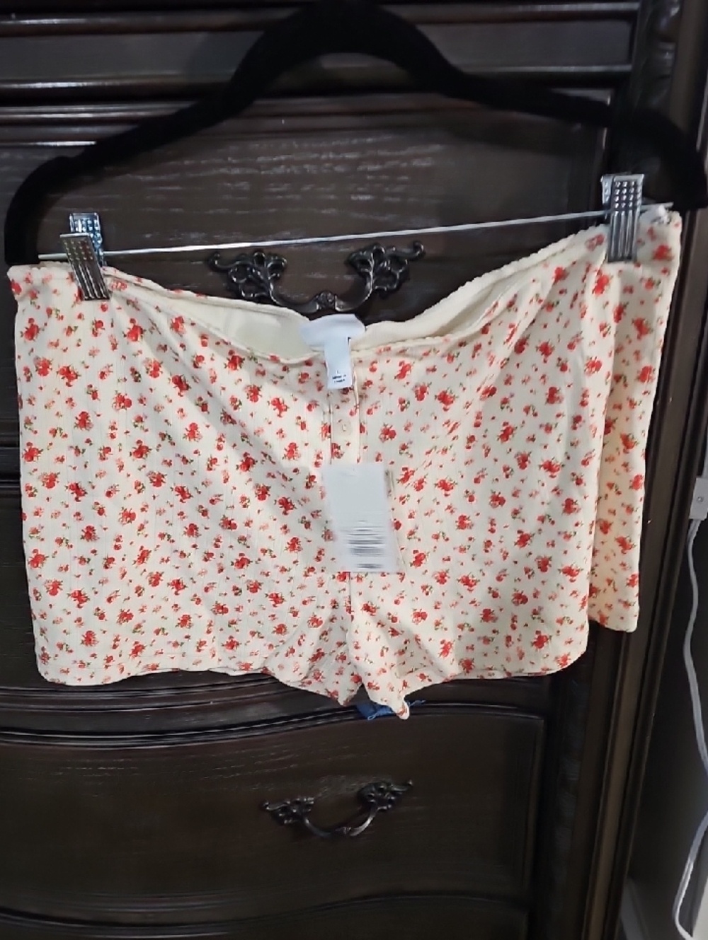 Parke Target Cream Floral Ribbed Knit Lounge‎ Shorts Large NWT 258100991